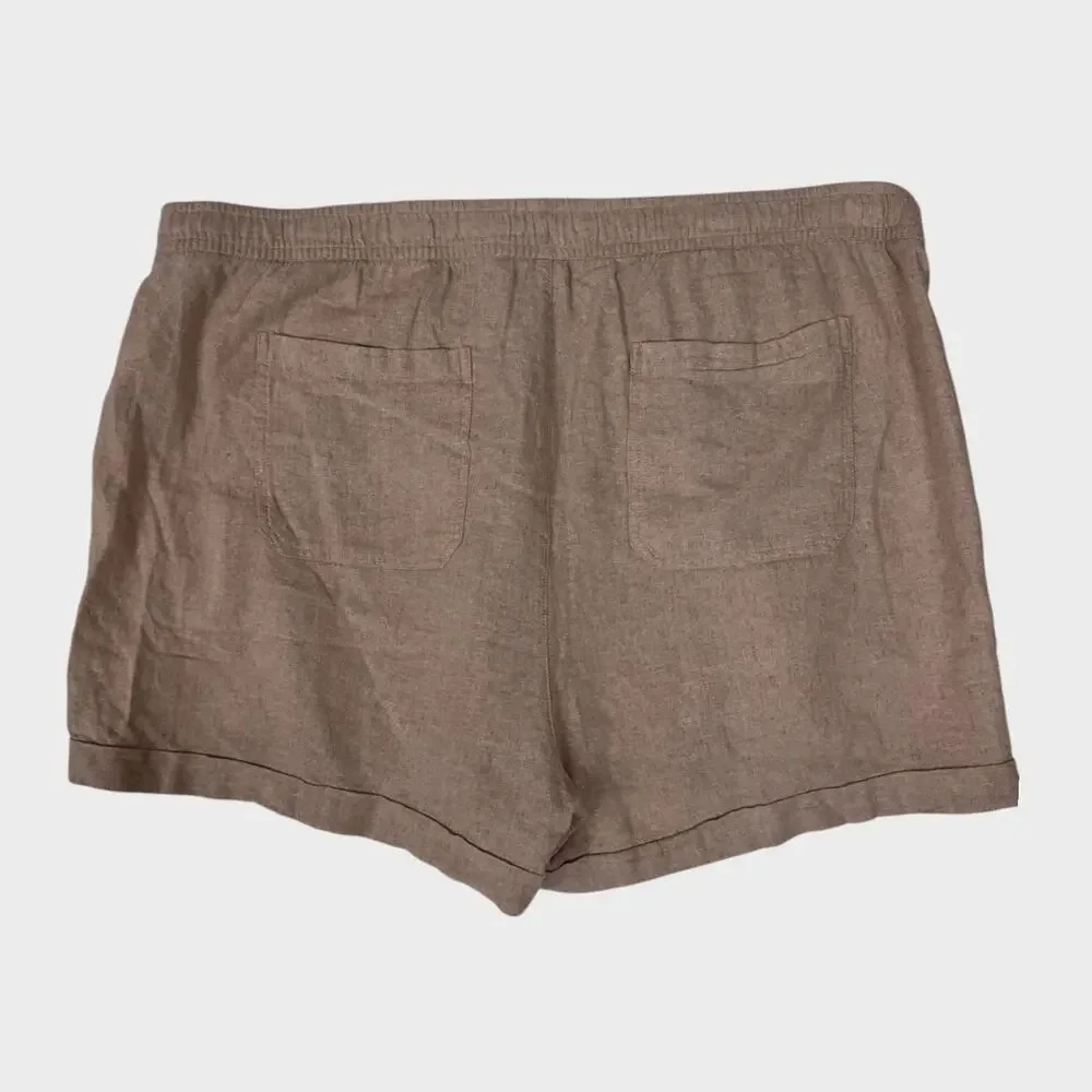 Old Navy Womens High Rise XXL Beige Linen Rayon Shorts